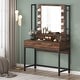 preview thumbnail 2 of 20, Makeup Vanity Dressing Table with Mirror, 8 Lights & 2 Drawers - 35.43"(W)*15.74"(D)*61.61"(H)
