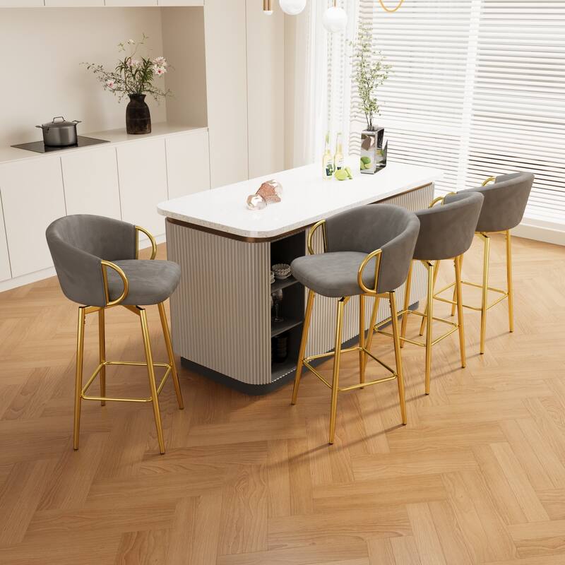 30 Inch Dining Chairs Set Of 4 Modern Style 360°Swivel Bar Chairs With Simple Design - Grey