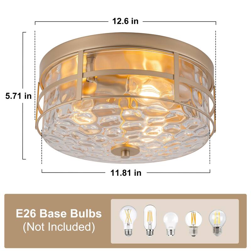 Starsky 3-Light Modern Clear Hammered Glass Flush Mount