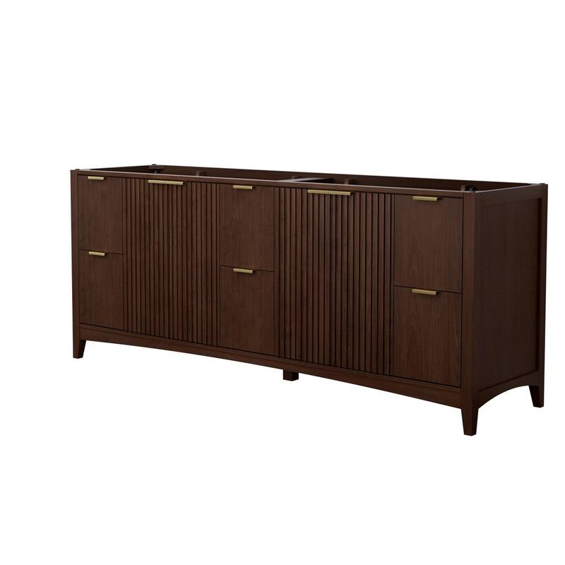 Wyndham Collection WCF9191-84D-CXSXXMXX Palmilla 84" Double Free - Dark Walnut / Brushed Gold Hardware