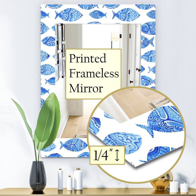 Designart 'Costal Creatures 1' Traditional Mirror - Frameless Printed Wall Mirror