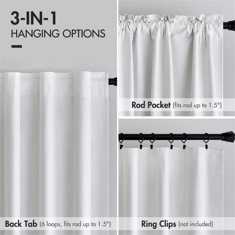 White Blackout Curtains 90" Back Tab/Rod Pocket