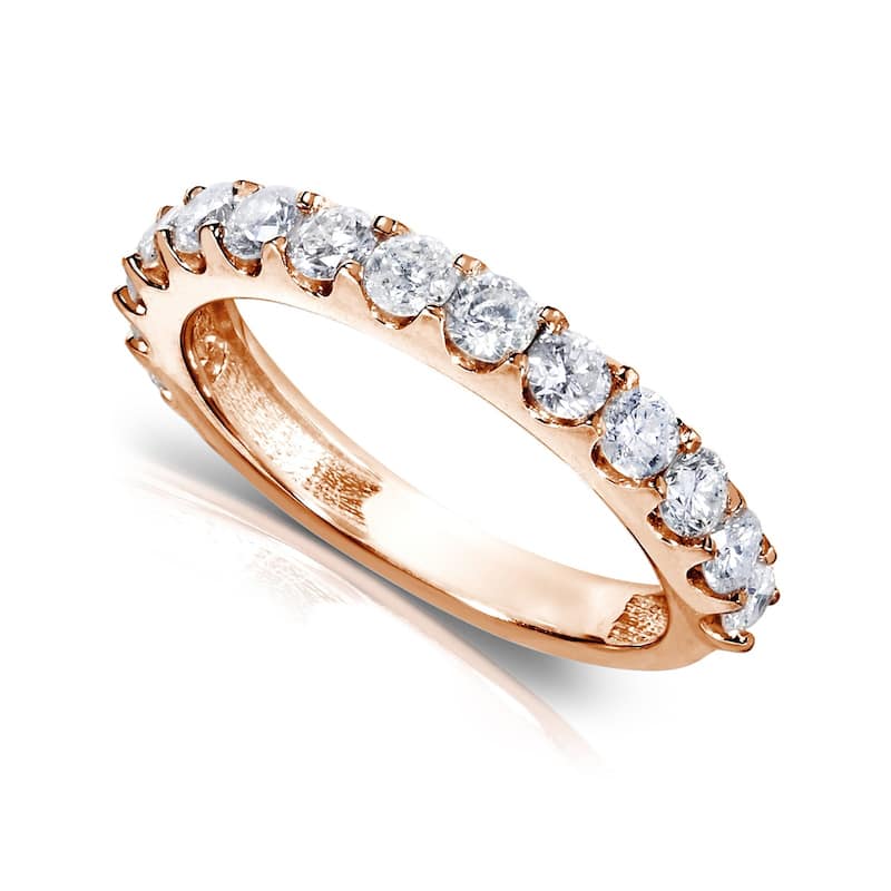 Kobelli 1 Carat Lab Grown Diamond 14k Solid Gold 3mm Half Eternity Lorette Wedding Ring