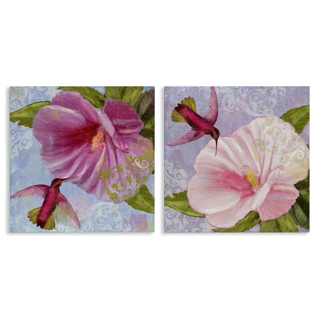 Stupell Hummingbirds & Poppy Bulbs Canvas Wall Art Design By Sasha (Set of 2)