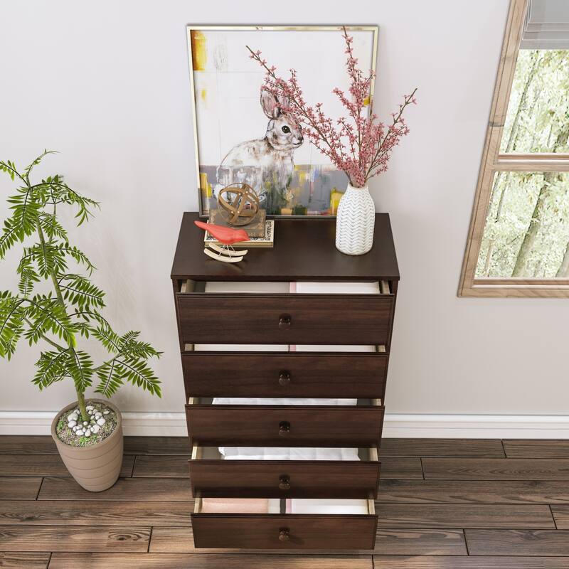 Max and Lily Classic Solid Wood 5-Drawer Dresser