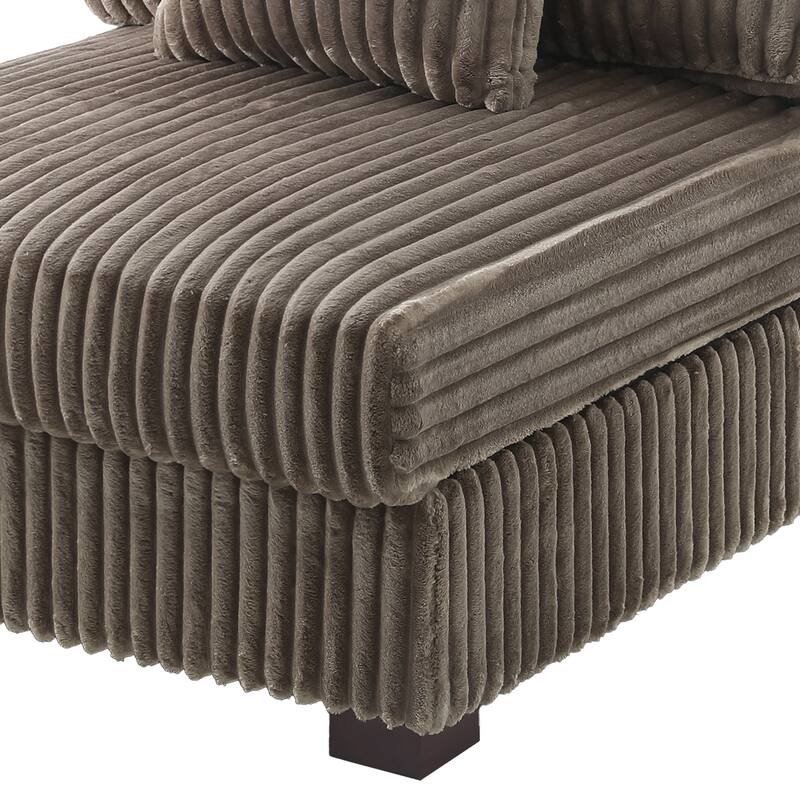 118.3" W Plush Corduroy Square Arm Upholstered Sectional Modular Sofa