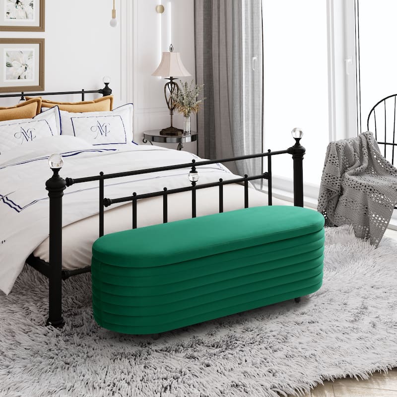 Farrah Velvet Polyester Flip Top Storage Ottoman - 54"
