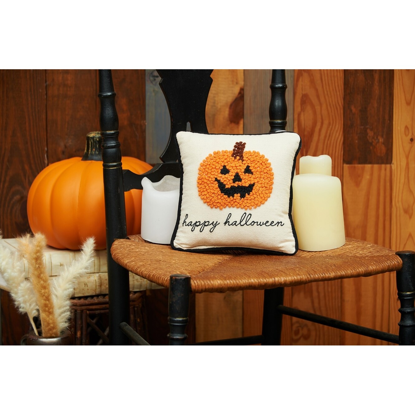 C&F Home 8 x 8 Jack-O-Lantern Petite Hooked Halloween Throw Pillow