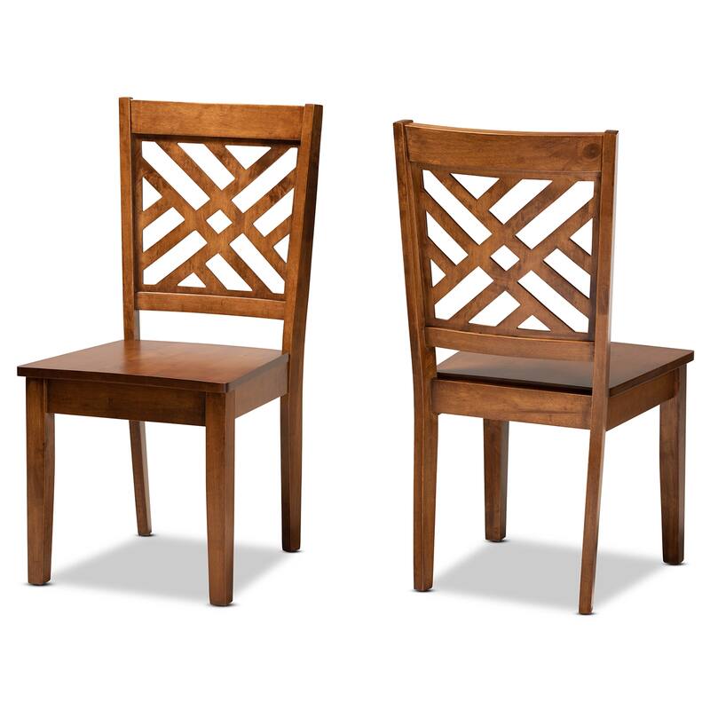 Caron Modern and Contemporary Transitional 2-Piece Dining Chair Set - Walnut