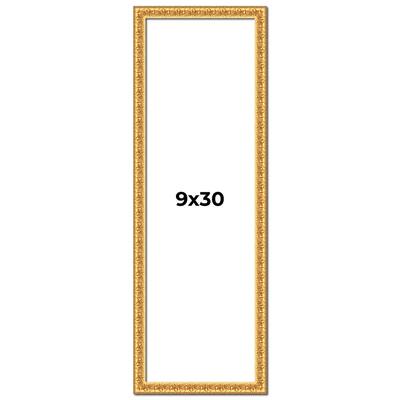 9x30 Frame Gold Real Wood Picture Frame Width 1 inches | Interior