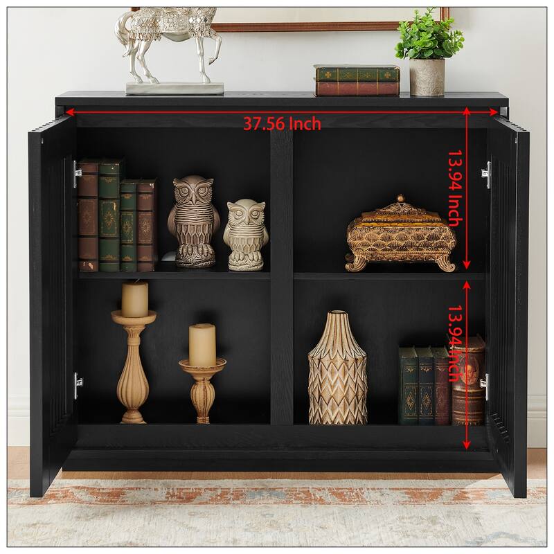 Mid Century Modern Fluted Hollowed Out Sideboard Cabinet