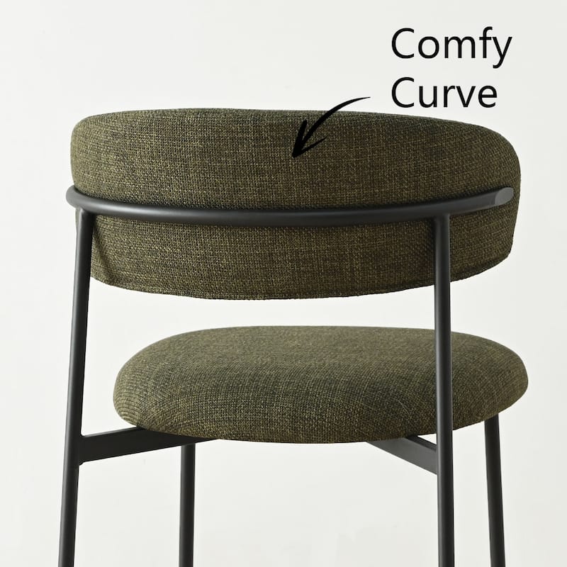 Modern Upholstered Dining Chairs with Curved Open Back and Black Metal Legs (Set of 4)