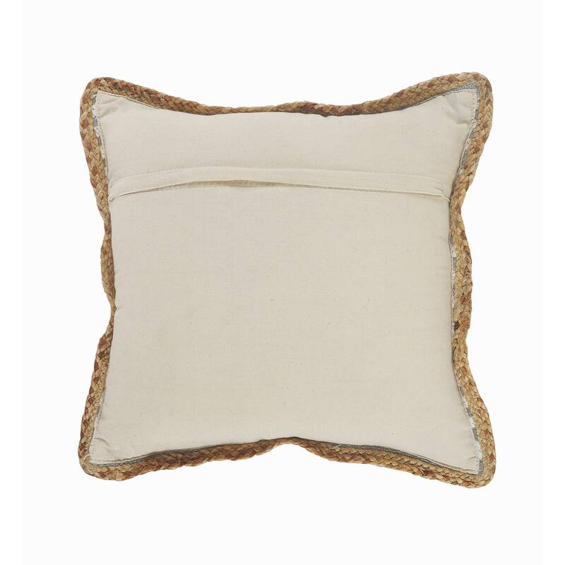 HomeRoots 18" X 18" White Gray And Tan 100% Cotton Striped Zippered Pillow