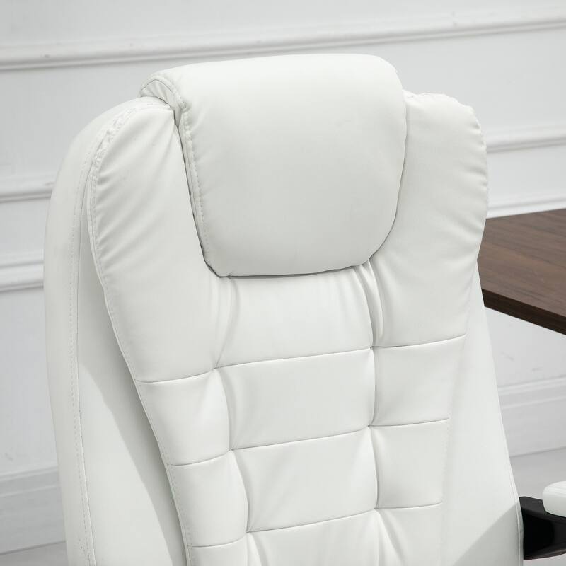 7-Point Vibrating Massage Office Chair, High Back, White