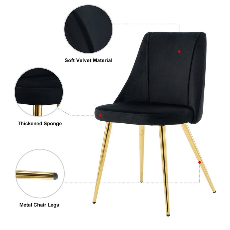 Modern Light Luxury Velvet Dining Chair with Metal Legs(Set of 4)