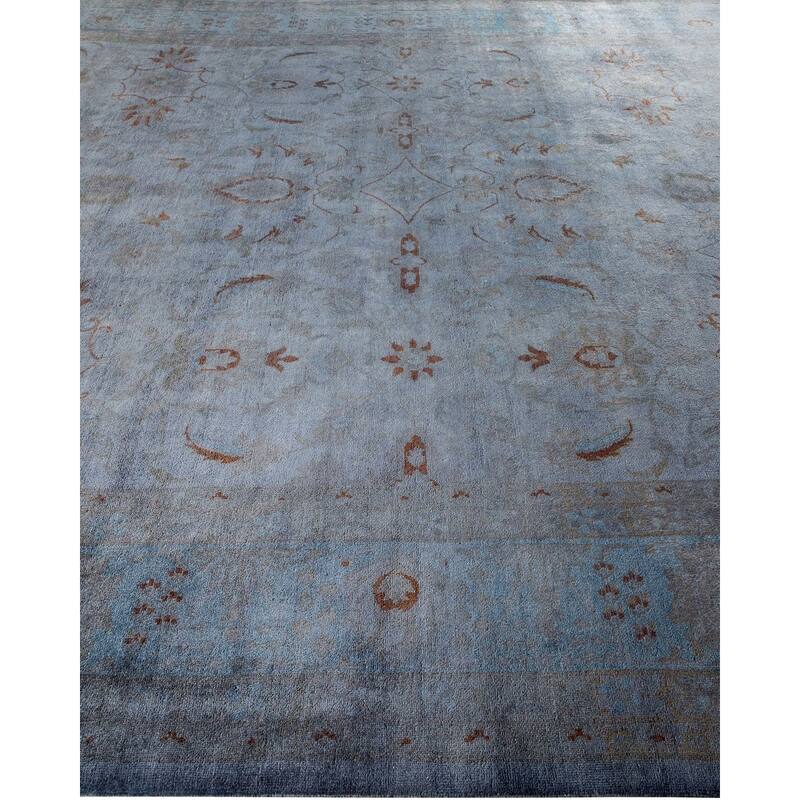 Overton Hand Knotted Wool Vintage Inspired Modern Contemporary Overdyed Gray Area Rug - 9' 1" x 12' 1"
