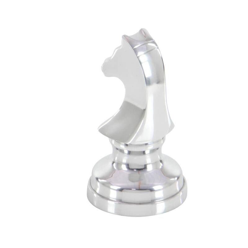 CosmoLiving by Cosmopolitan Silver or Dark Gray Aluminum Metal Chess Sculpture with Knight, Queen and King (Set of 3)