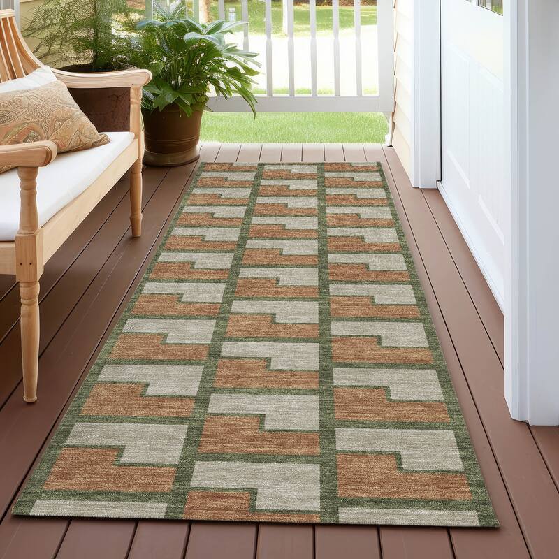 Machine Washable Indoor/ Outdoor Modern Cody Chantille Rug - Copper - 2'3" x 7'6"