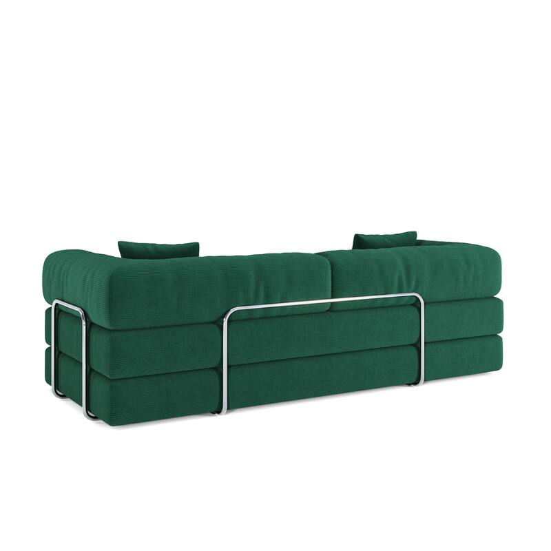 Modular Convertible Sleeper Sofa Bed, Corduroy Fabric Compression Sofa, Floor-Standing Sofa Bed with Armrests & Backrest