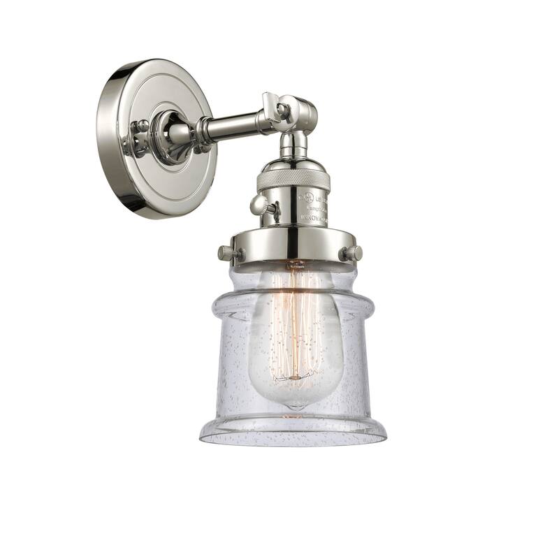 Innovations Lighting Small Canton Single Light 11" Tall Bathroom - Polished Nickel / Seedy