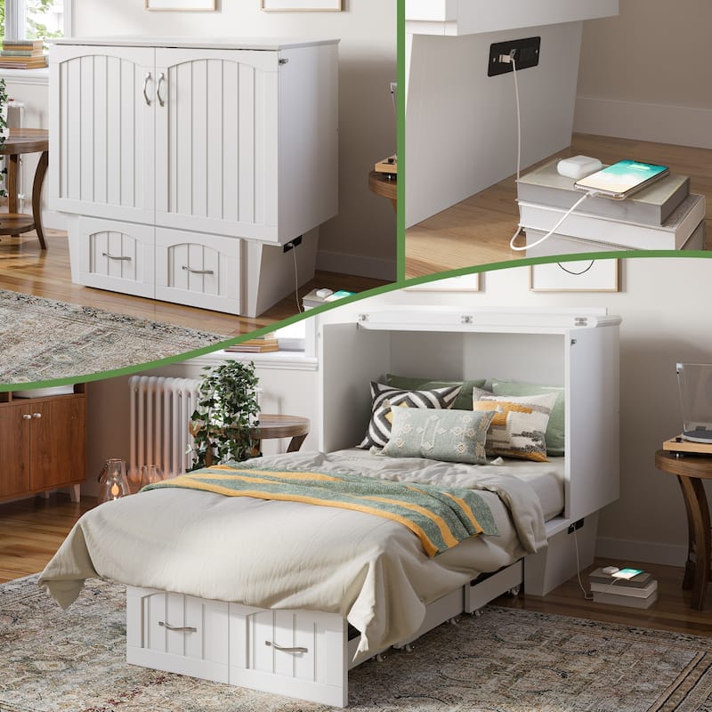 Sydney Twin Murphy Bed Chest with 6 inch Mattress