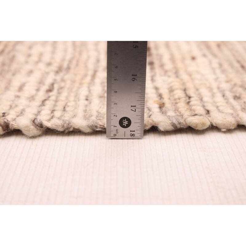 ECARPETGALLERY Braid weave Sienna Cream, Taupe Wool Kilim - 8'0 x 10'0