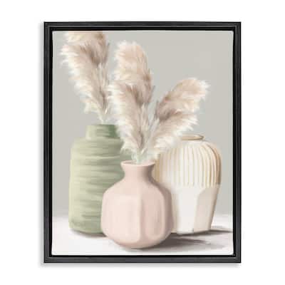 Stupell Soft Pampas Vases Framed Floater Canvas Wall Art Design By House Fenway
