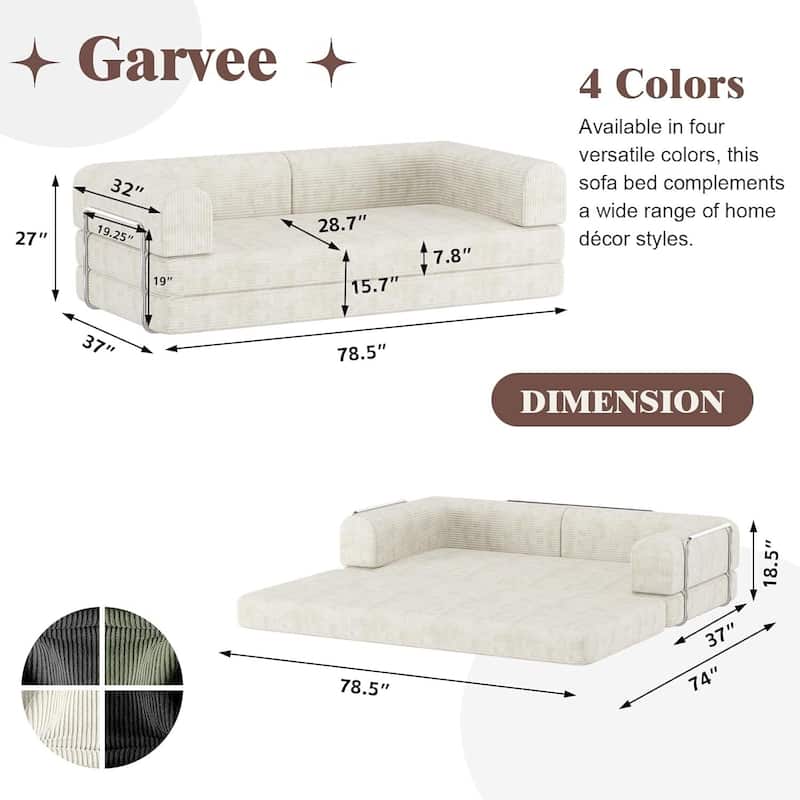 1 PC Convertible Modular Sleeper Sofa Bed for Living Room Lounge Studio