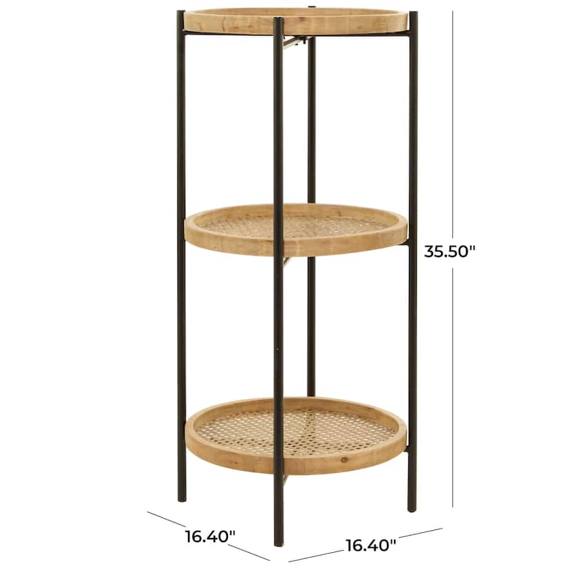 Metal 3 Shelves Shelving Unit - Brown - Roche River Decor - 16"W x 16"L x 34"H