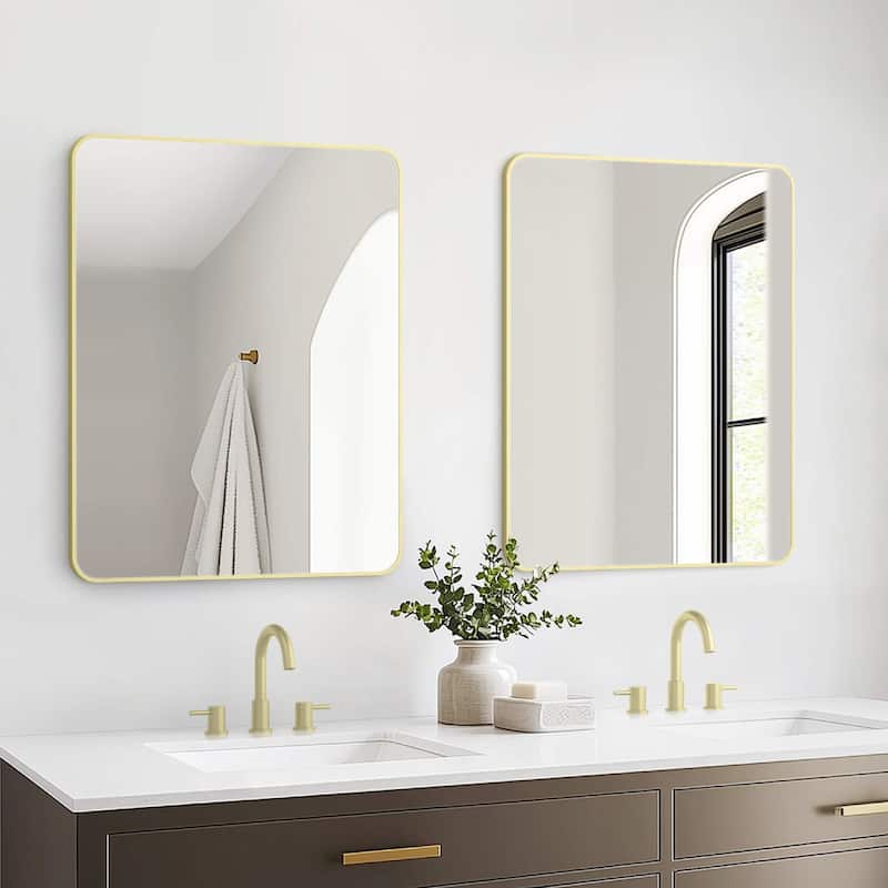 30 x 36 Inch Shatterproof Wall Mount Metal Frame Mirror