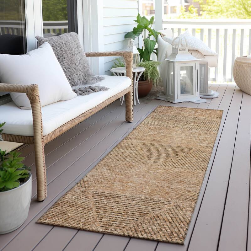 Machine Washable Indoor/ Outdoor Chantille Contemporary Prism Rug - Copper - 2'3" x 7'6"
