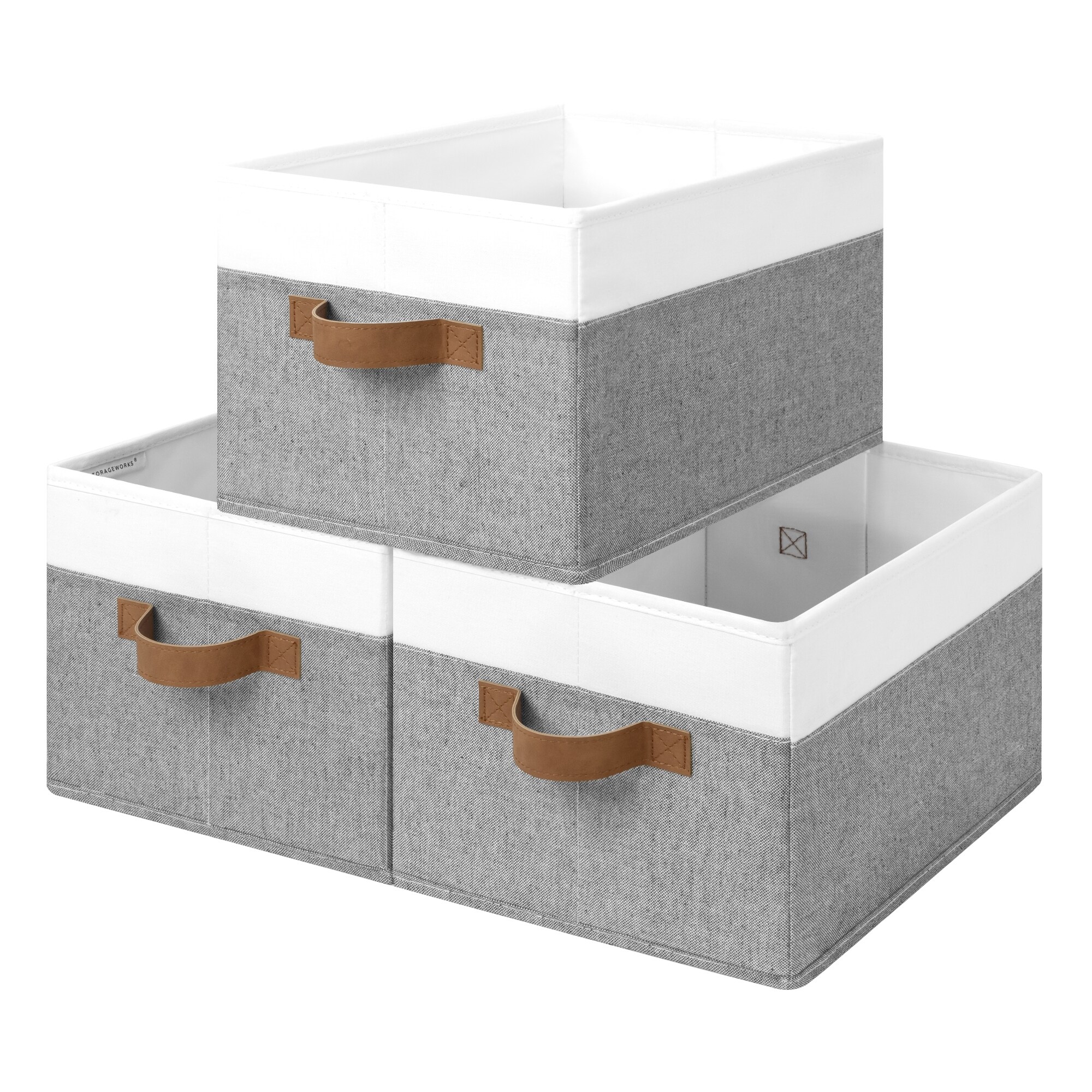 Fabric Storage Bin Basket With Lid – Foldable Closet Organizer Box, Linen Texture, Stackable, Handles