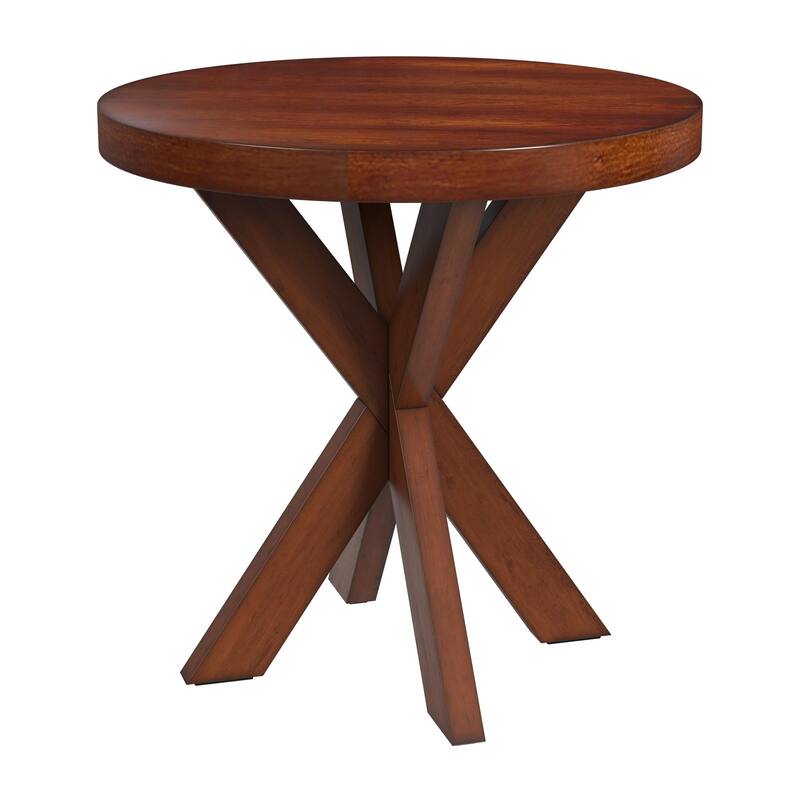 HomeRoots 26" Antique Cherry Manufactured Wood Round End Table - 26.00 in. x 26.00 in. x 26.00 in.
