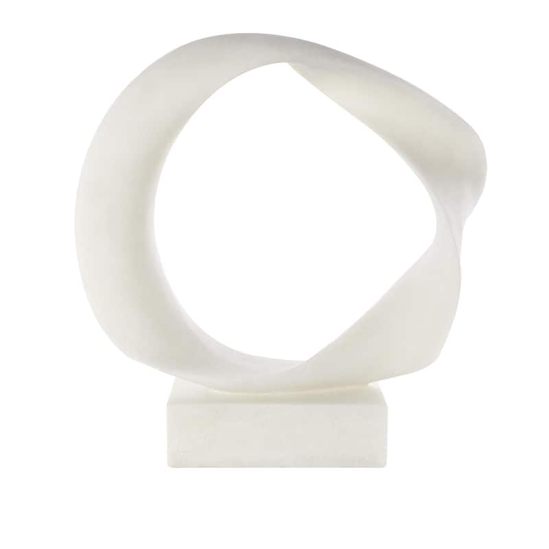 Polystone Abstract Textured Open Wave Decorative Sculpture with Elevated Base - White - Roche River Decor