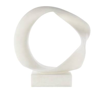Polystone Abstract Textured Open Wave Decorative Sculpture with Elevated Base - White - Roche River Decor