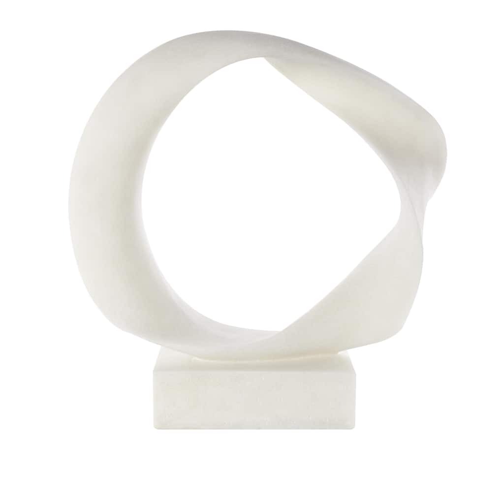 Polystone Abstract Textured Open Wave Decorative Sculpture with Elevated Base - White - Roche River Decor