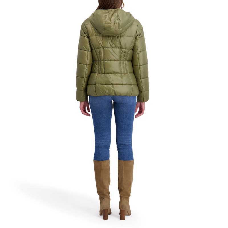 Kensie Quilted Hood Short Puffer Jacket