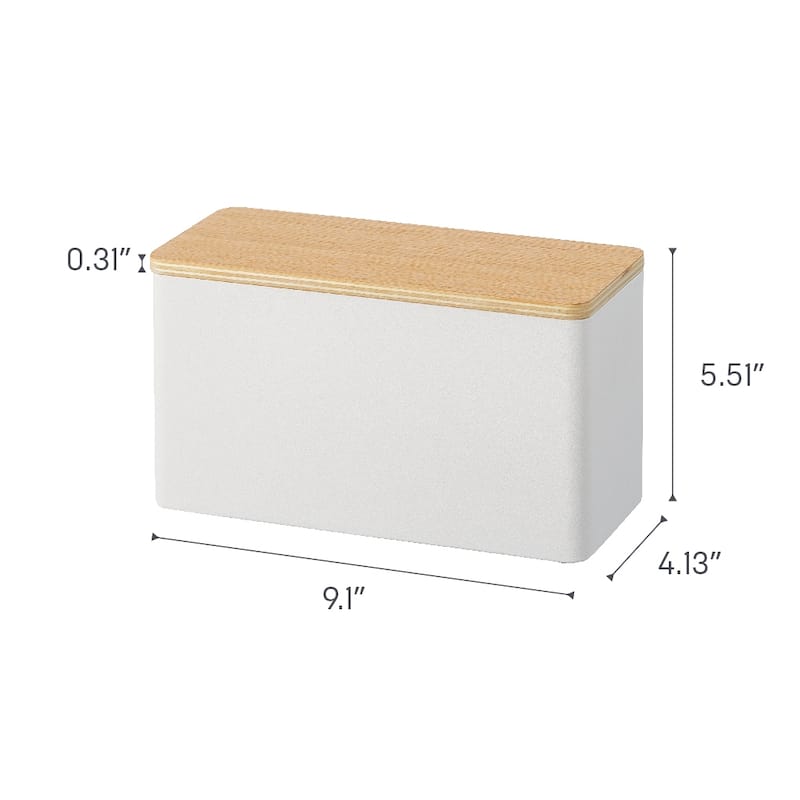 Yamazaki Home Countertop Organizer, Steel and Wood, Lid - L 4.13 x W 9.06 x H 5.51 inches