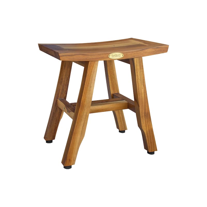 14" W, 14" H, Teak Shower Stool, Teak Shower Shaving Foot Rest, Teak Shower Shaving Stool, Small Bathroom Stool, Natural Teak