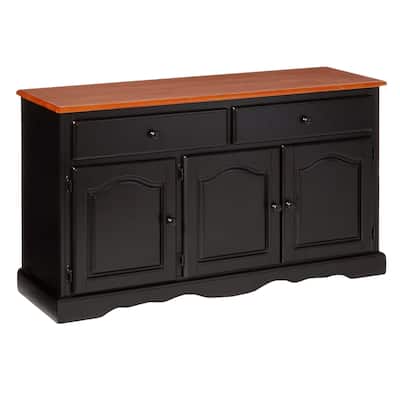 53" Antique Black and Cherry Treasure Buffet