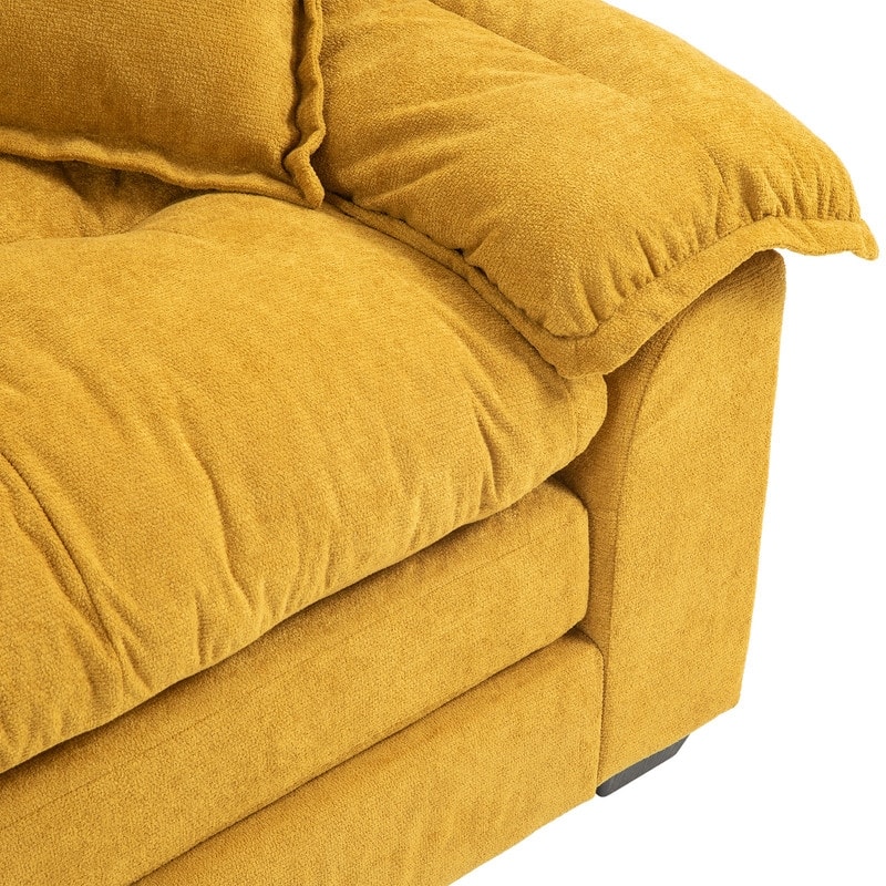 84" Chenille Loveseat Sofa with Memory Foam&Pocket Springs, Deep Seat Couch with 2 Throw Pillows