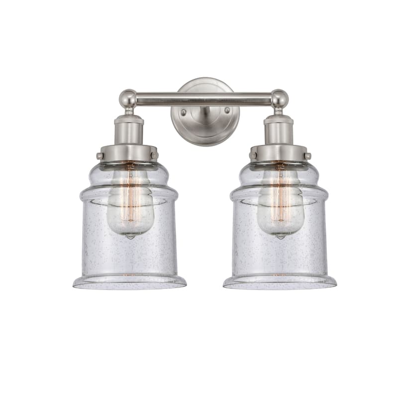 Innovations Lighting 616-2W-13-15 Canton Vanity Canton 2 Light 15" - Brushed Satin Nickel / Seedy