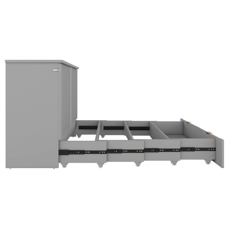 Full Size Murphy Bed with Pulley Design, Drawer, and USB