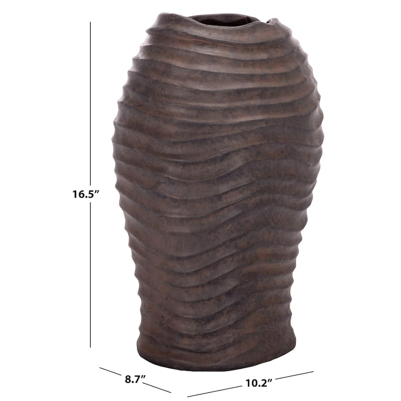 SAFAVIEH Outdoor Patio Furniture Damian Planter Pot - 10"W x 9"D x 17"H