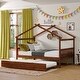 preview thumbnail 13 of 54, Full Size Wooden House Bed with Drawers,Creativity House Bed,Solid Construction Walnut