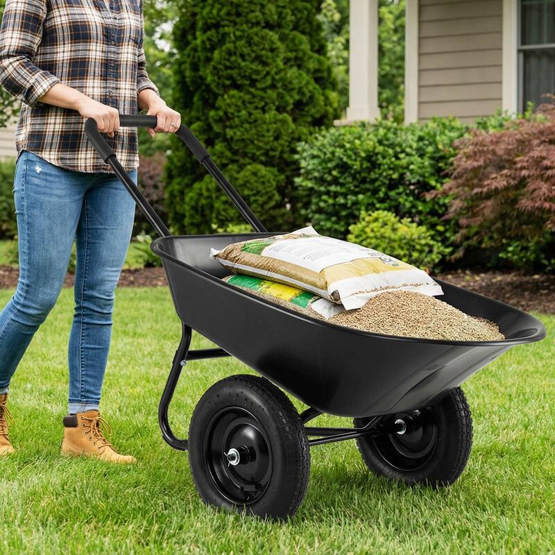 Costway 2 Tire Wheelbarrow Cart Heavy-duty Dolly Utility Cart