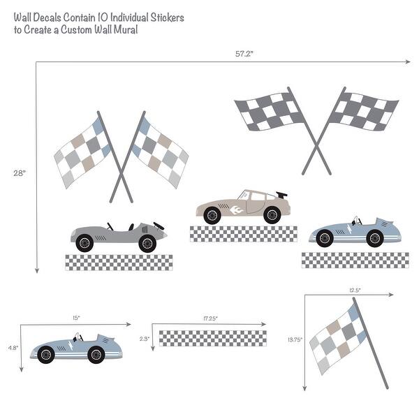 Lambs & Ivy Little Racer Car/Transportation Blue/Taupe Wall Decals/Stickers