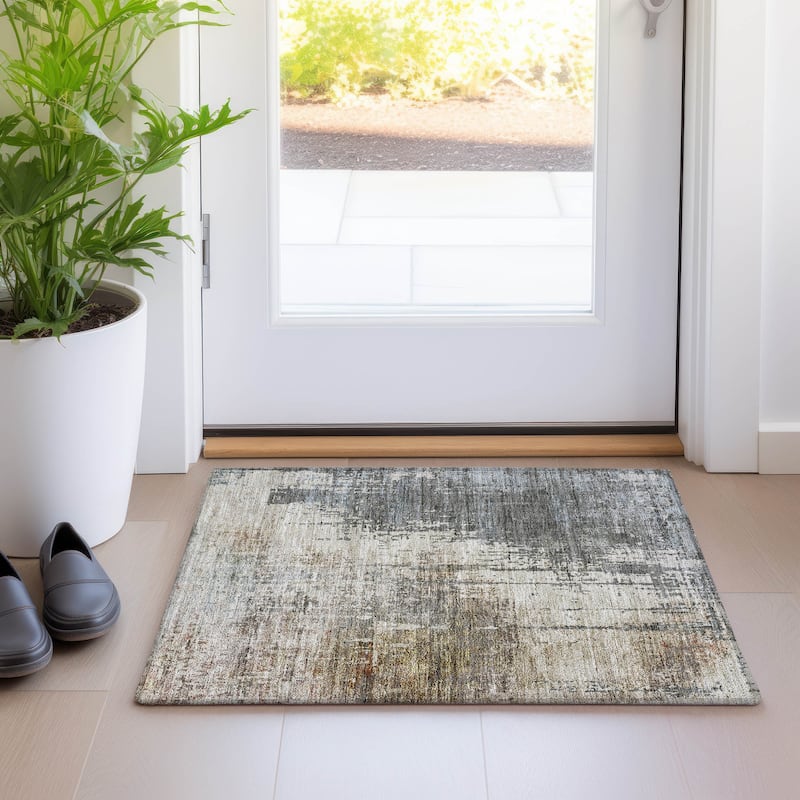 Machine Washable Indoor/ Outdoor Chantille Abstract Ombre Rug