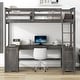 preview thumbnail 48 of 58, Solid Wood Loft Bed with Bulit-in U-Shaped Desk, 2 Drawers and Cabinet, Twin/Full Size Loft Bedframe w/ Storage Shelves & Ladder