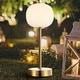 preview thumbnail 29 of 31, Xavier 12.25" Modern Minimalist Iron Wireless Rechargeable Integrated LED Table Lamp, Nickel/White by JONATHAN Y
